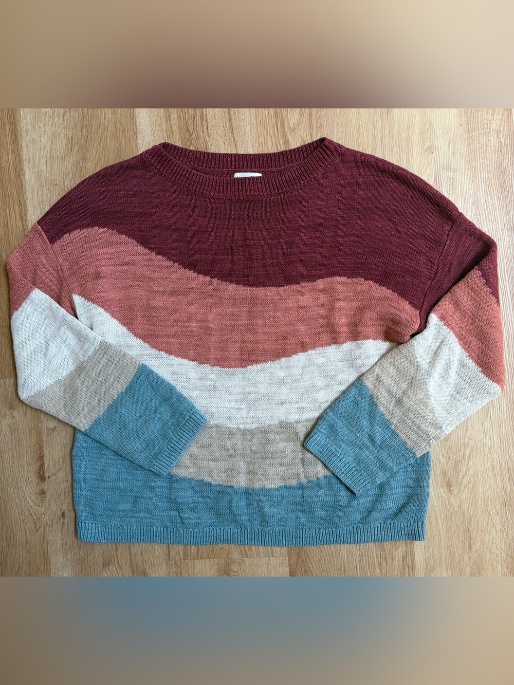 Garnet Hill Sweater Skyline Linen Organic Cotton wave stripes medium $128 - Picture 5 of 9